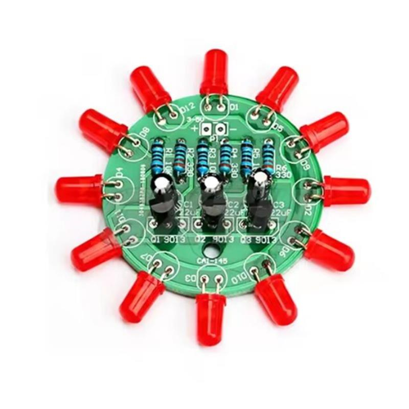 DC 3-5V Kırmızı Led Yuvarlak Dönen Işık Hobi Devresi DIY Lehimleme Kiti - Demonte(Montesiz) - Görsel 3
